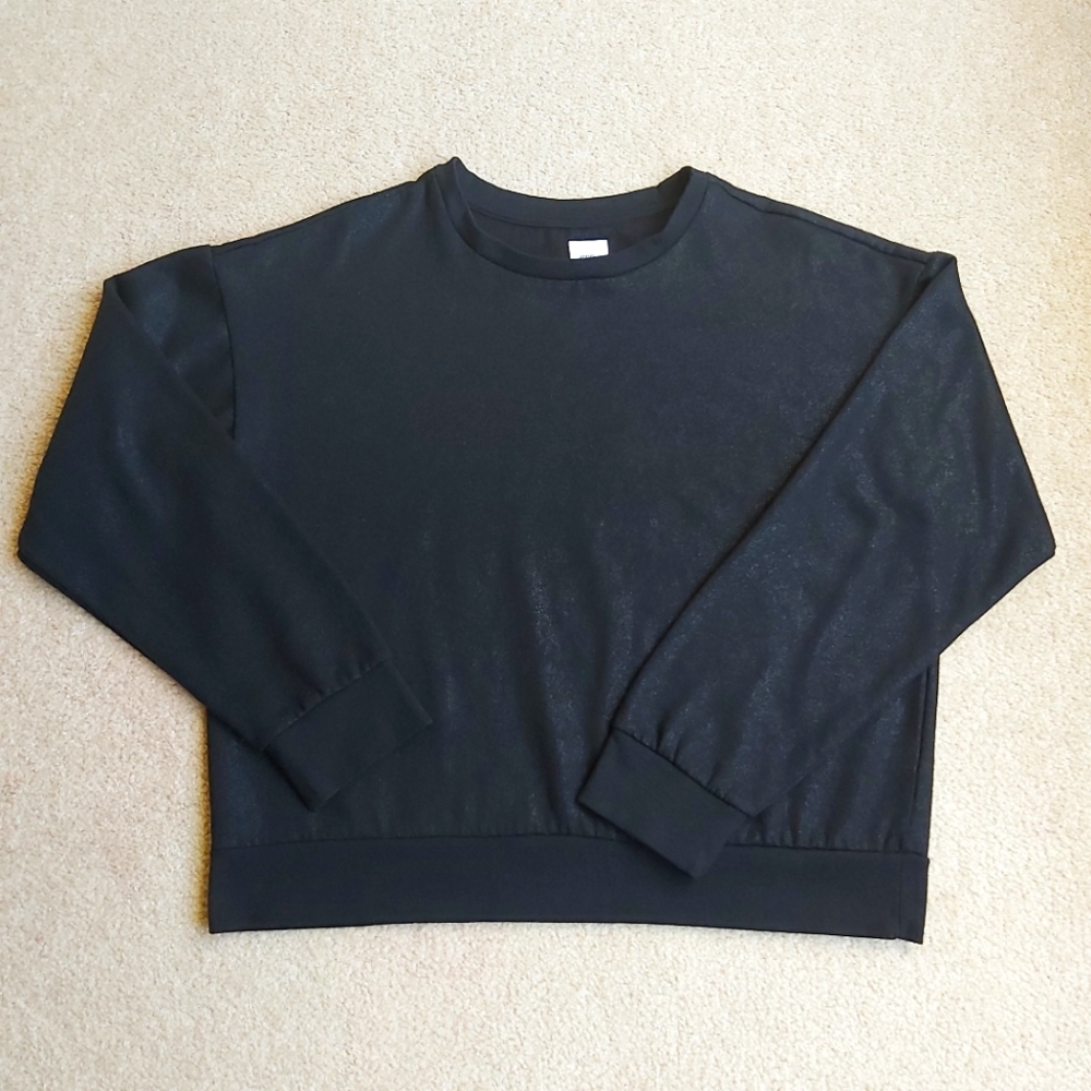 Ardene Black Glitter Crewneck Pullover Sweatshirt